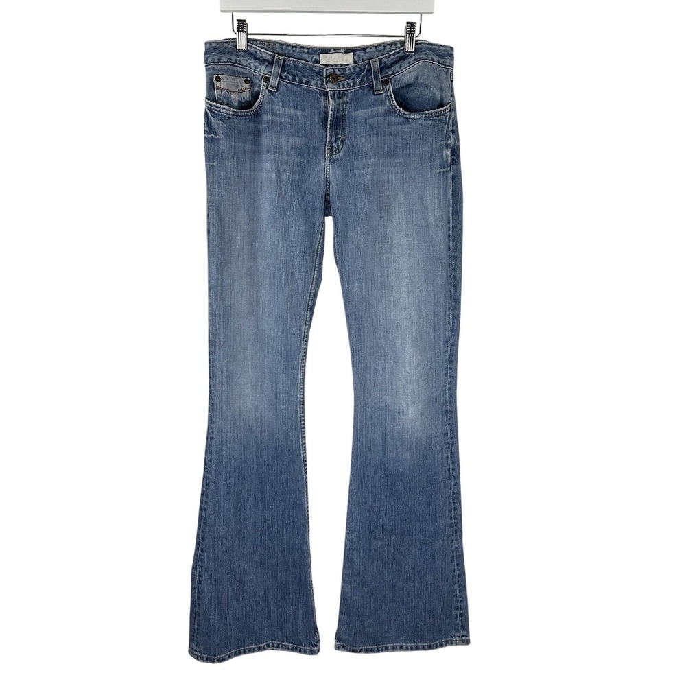 BKE Star Denim Jeans Womens 32X35.5 Medium Wash Star Flare Bootcut Distressed